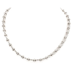 Collier maille fantaisie en or blanc - Castafiore