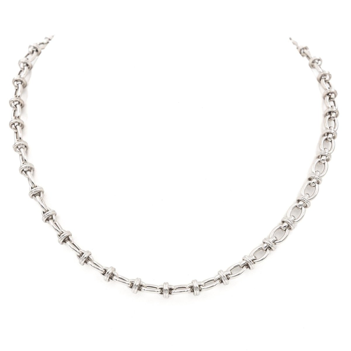 Collier maille fantaisie en or blanc - Castafiore