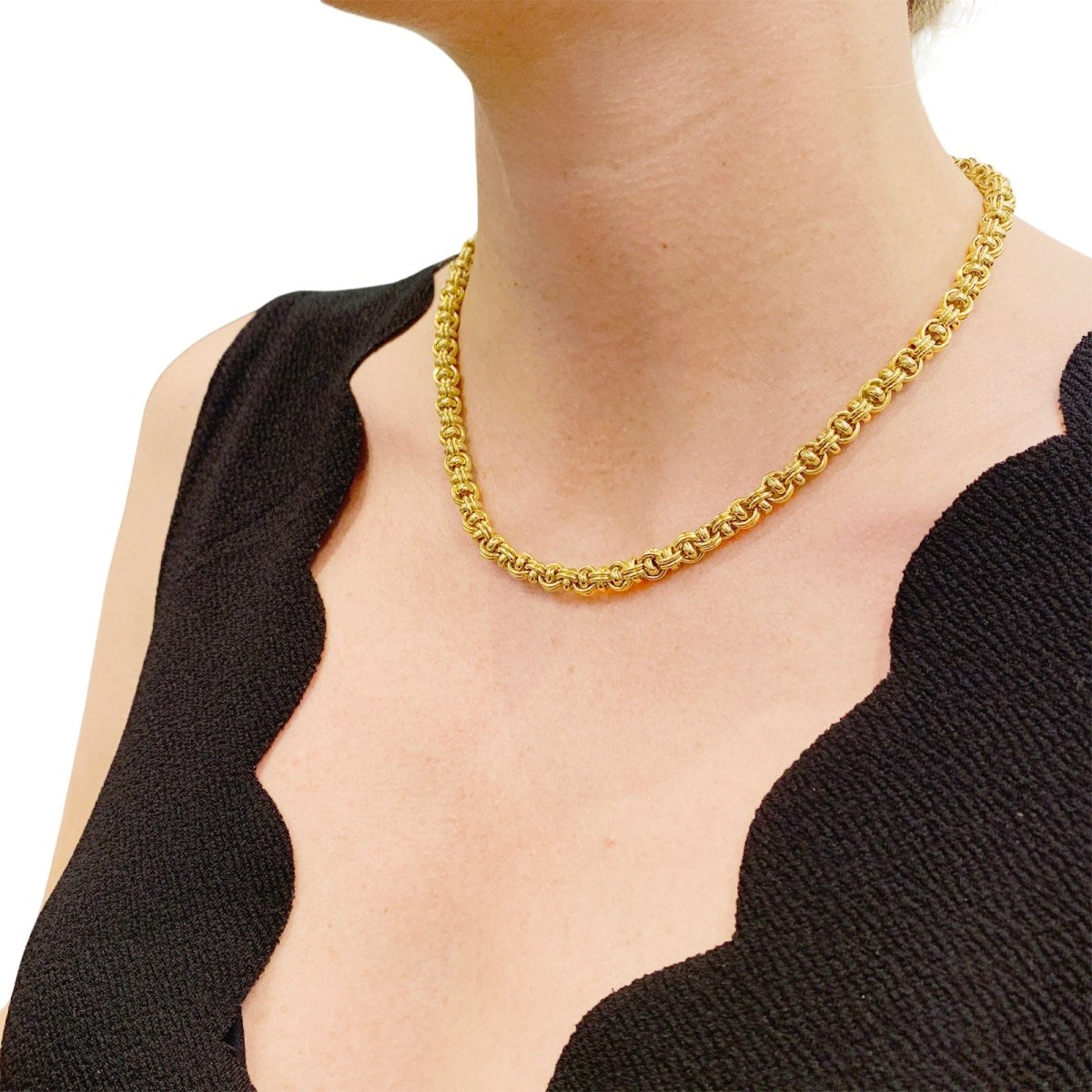 Collier maille fantaisie en or jaune. - Castafiore