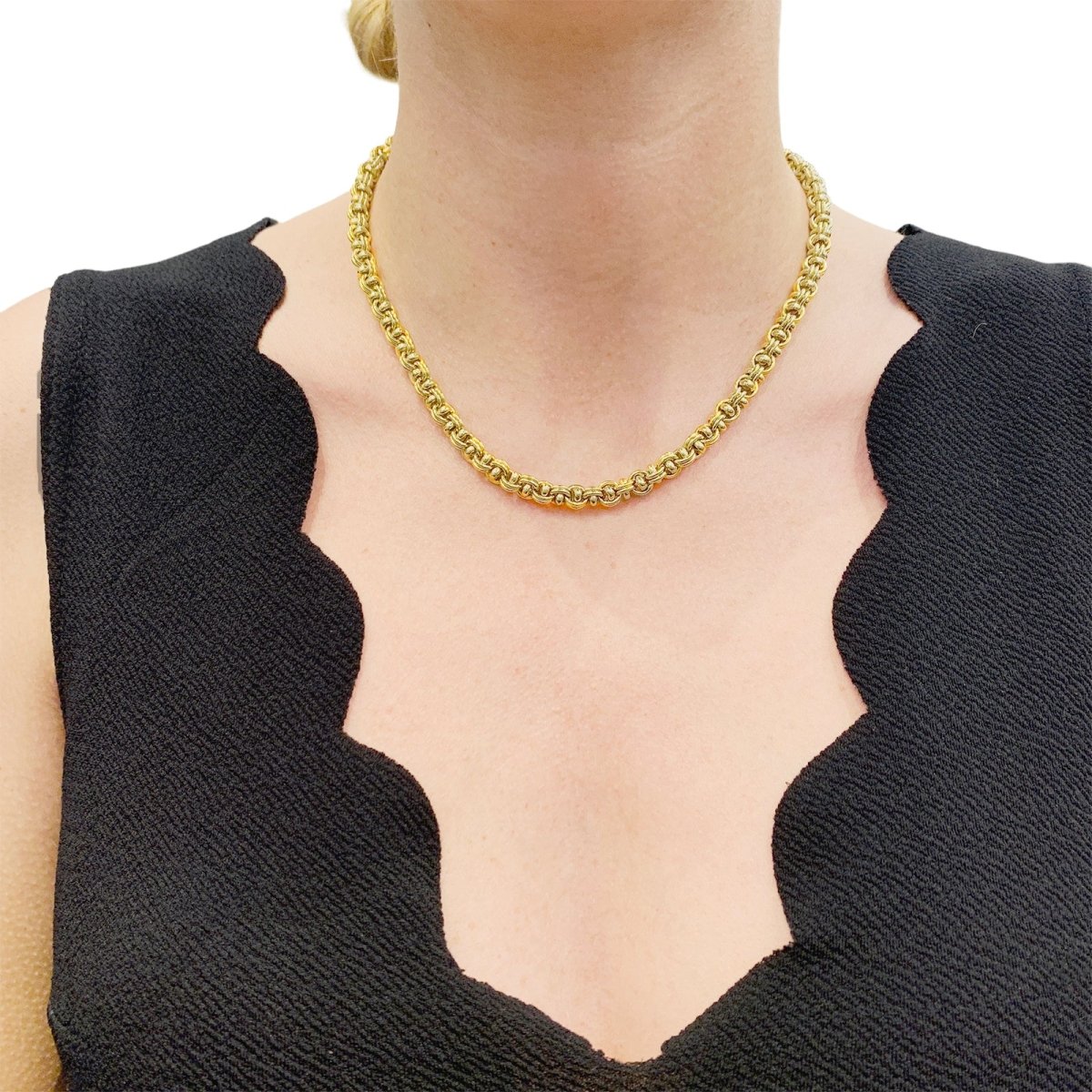 Collier maille fantaisie en or jaune. - Castafiore