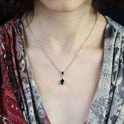 Collier maille forçat en or blanc et saphir - Castafiore