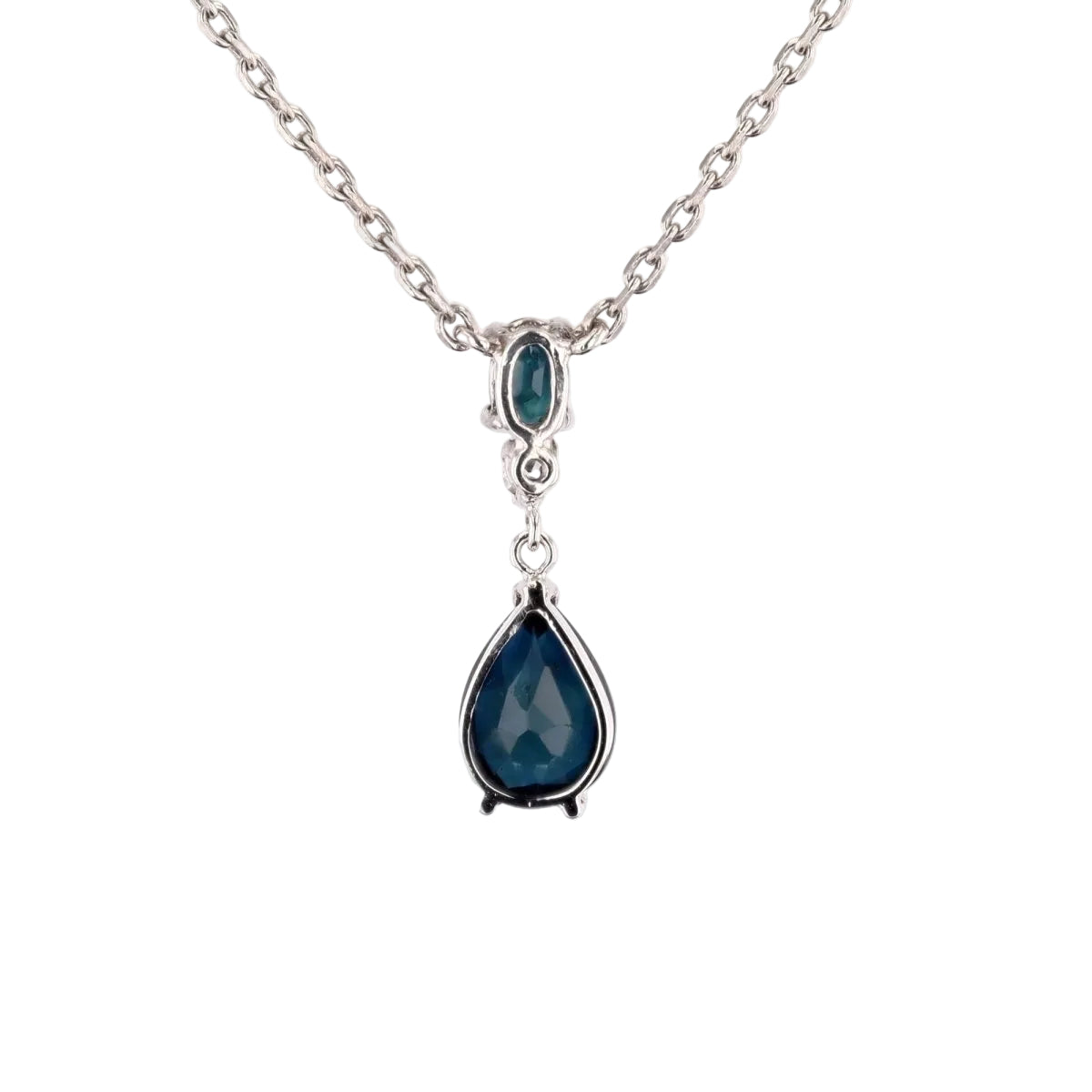 Collier maille forçat en or blanc et saphir - Castafiore