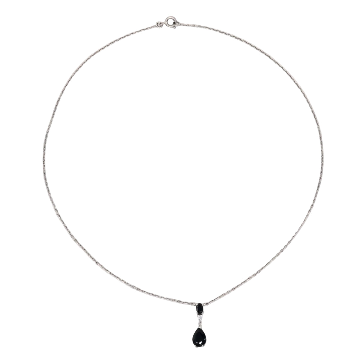 Collier maille forçat en or blanc et saphir - Castafiore