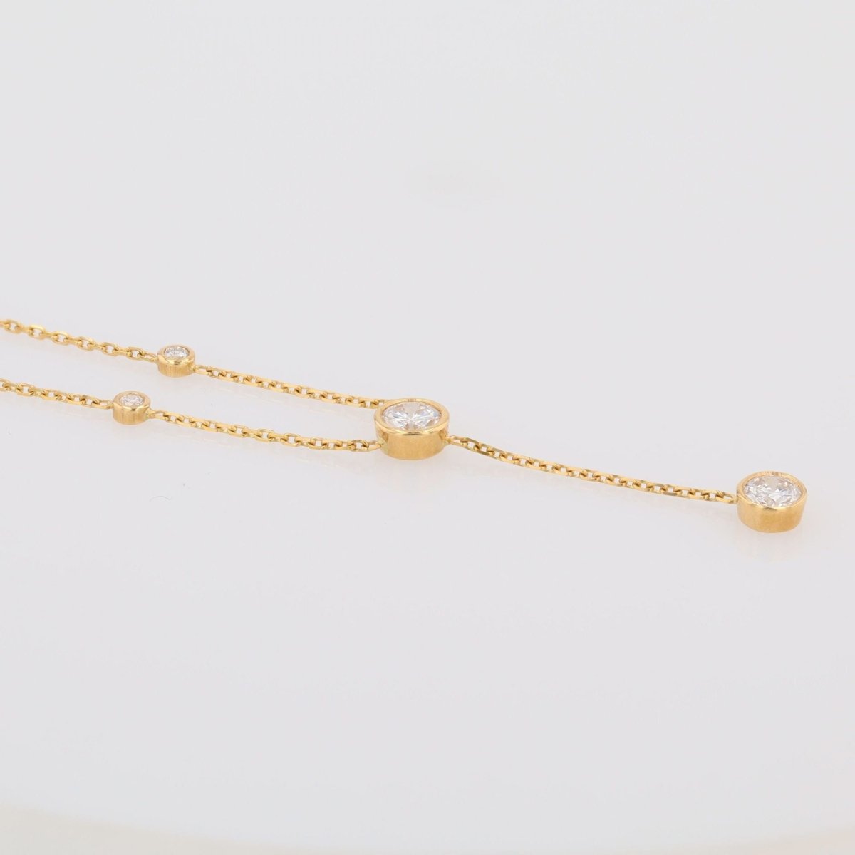 Collier maille forçat en or jaune et diamants - Castafiore