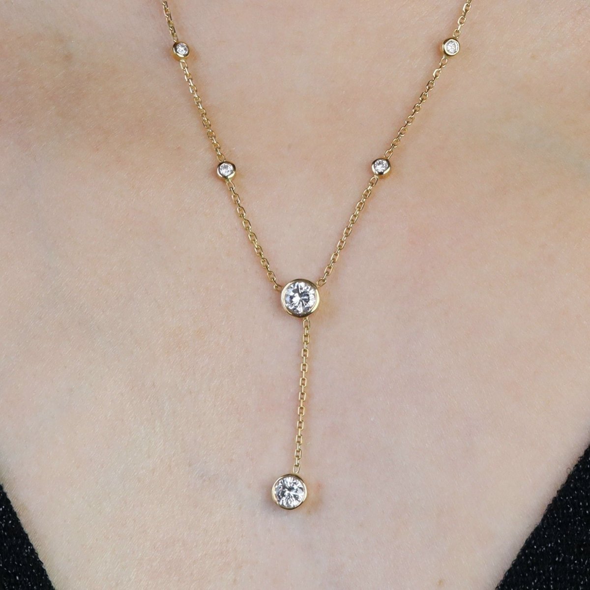 Collier maille forçat en or jaune et diamants - Castafiore