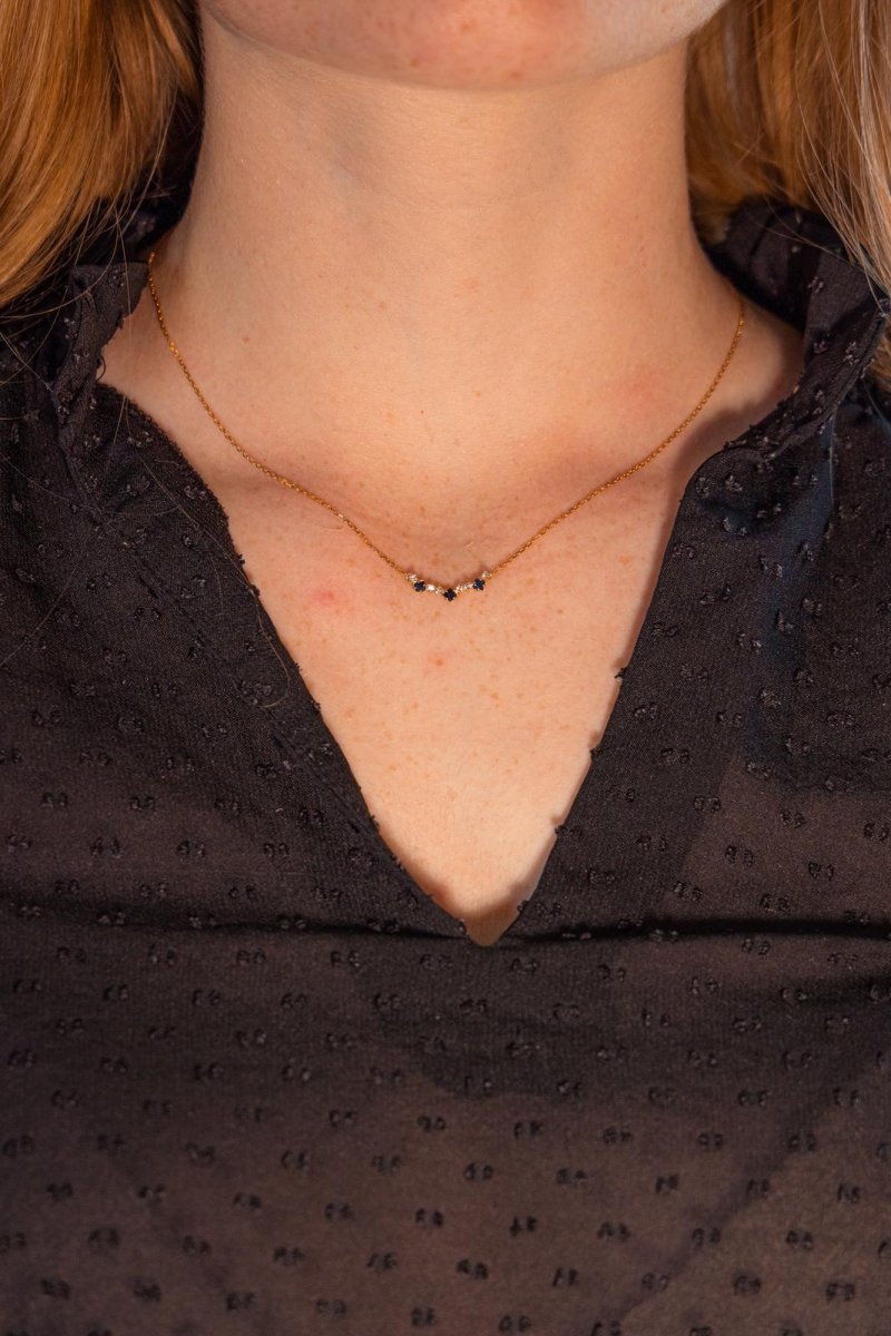 Collier Maille forçat Or jaune Saphir - Castafiore