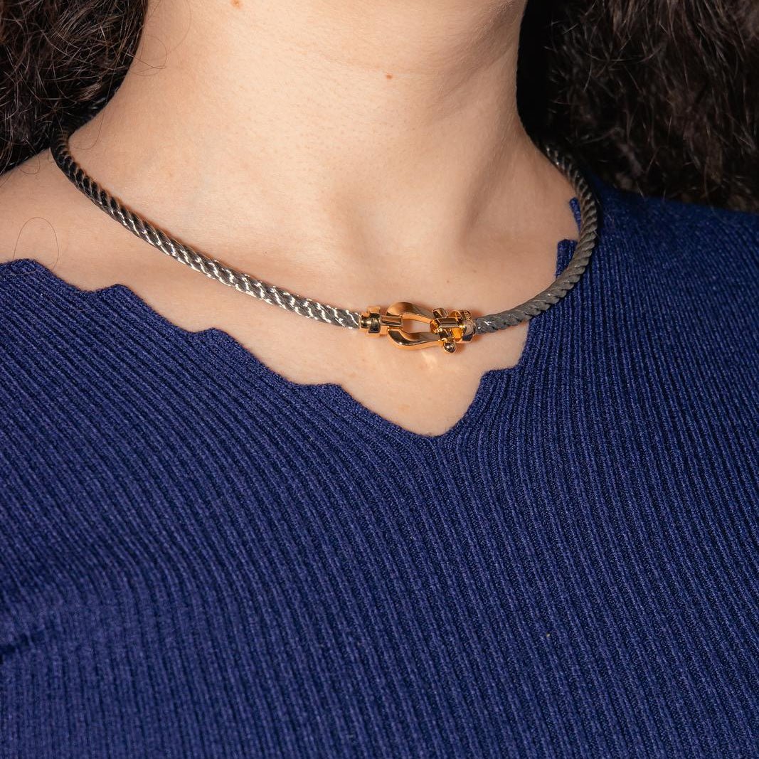 Collier Maille FRED "Force 10" en or jaune et acier - Castafiore