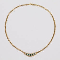 Collier maille gourmette en or jaune et émeraude - Castafiore