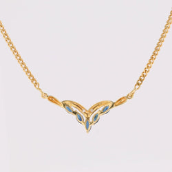 Necklace yellow gold shuttle sapphires diamonds