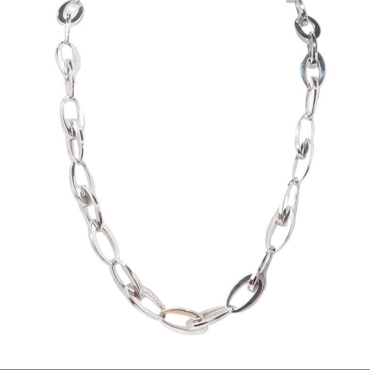 Collier maille ovale en or blanc - Castafiore