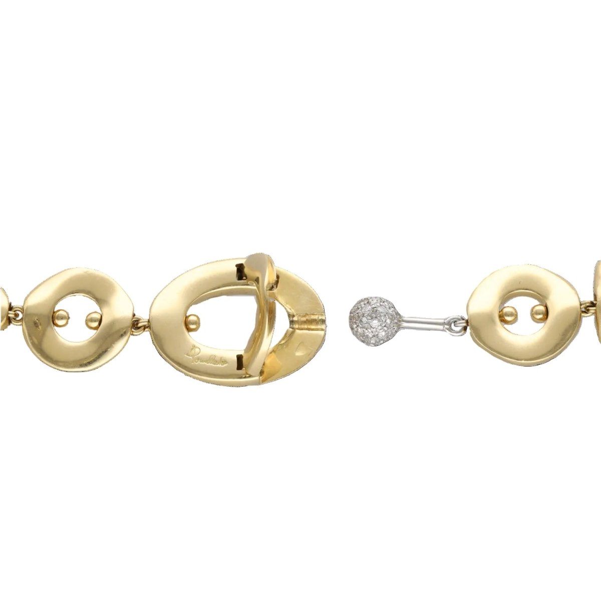 Necklace Pomellato - Modele Maillon Geometrique - 18k yellow gold - diamonds - 42 cm