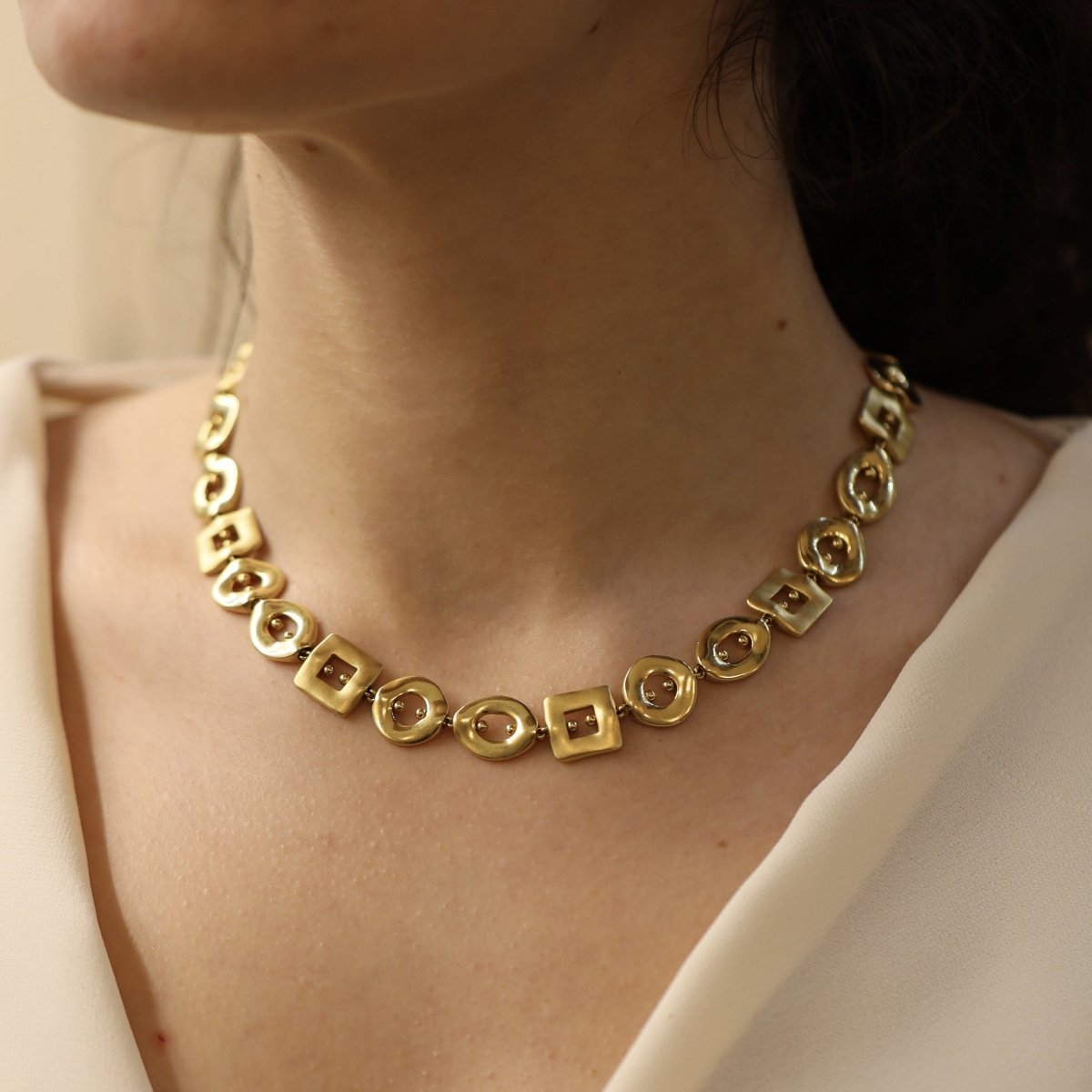 Necklace Pomellato - Modele Maillon Geometrique - 18k yellow gold - diamonds - 42 cm