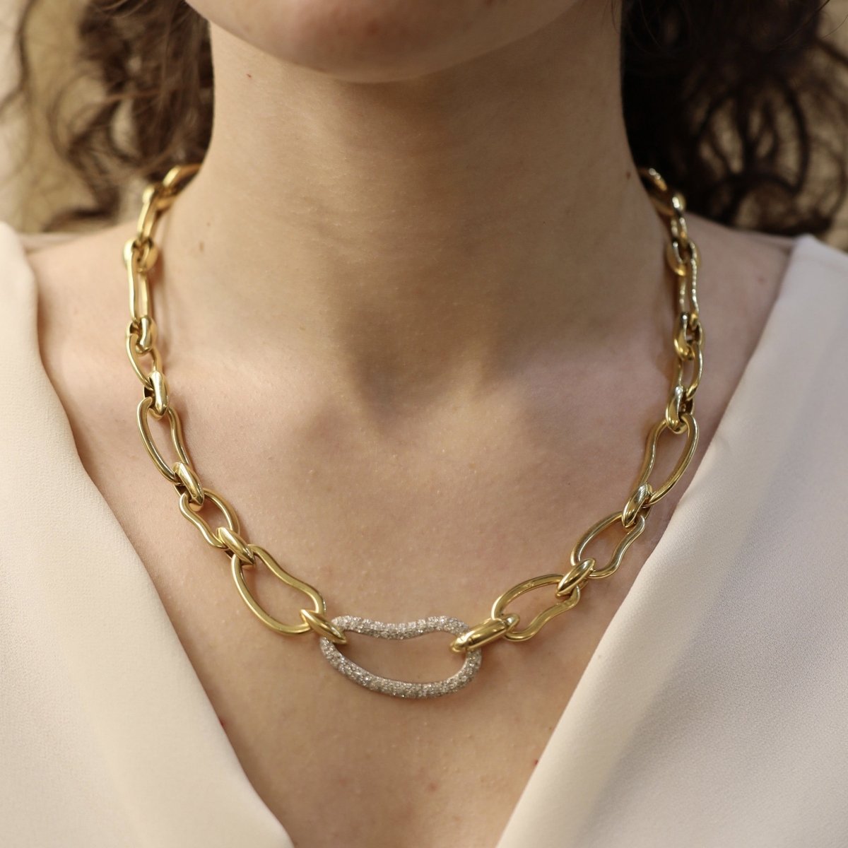 Necklace Pomellato - Paisley model - 18k yellow gold 18k white gold - diamonds 1.30 cts - 52 cm