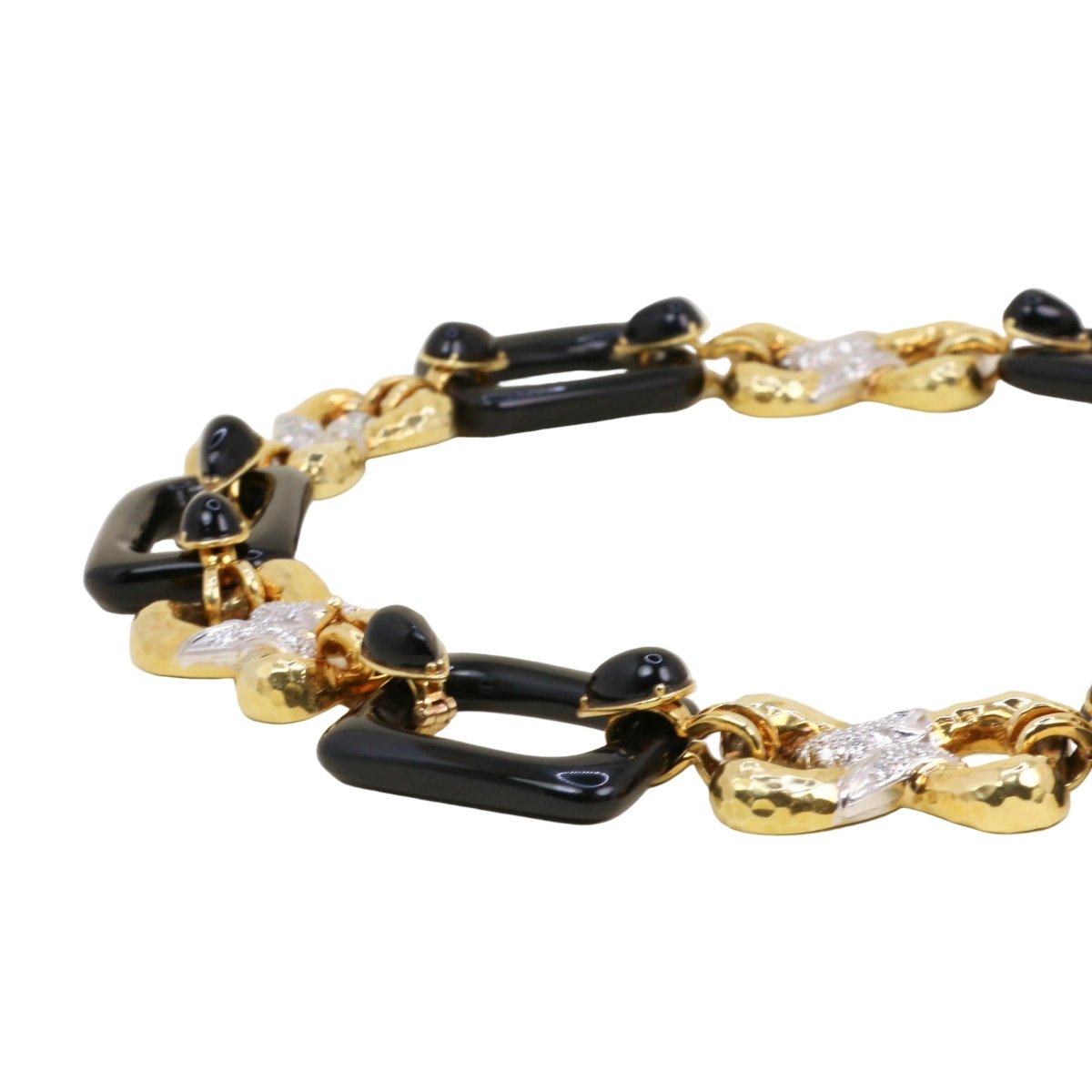 Collier Maille transformable or jaune, onyx et diamants - Castafiore