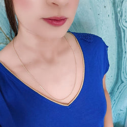 Collier Matinée en or jaune 18 carats maille type forçat diamant - 55 centimètres - Castafiore