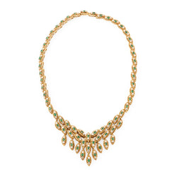 Collier MAUBOUSSIN en or jaune, émeraudes et diamants - Castafiore