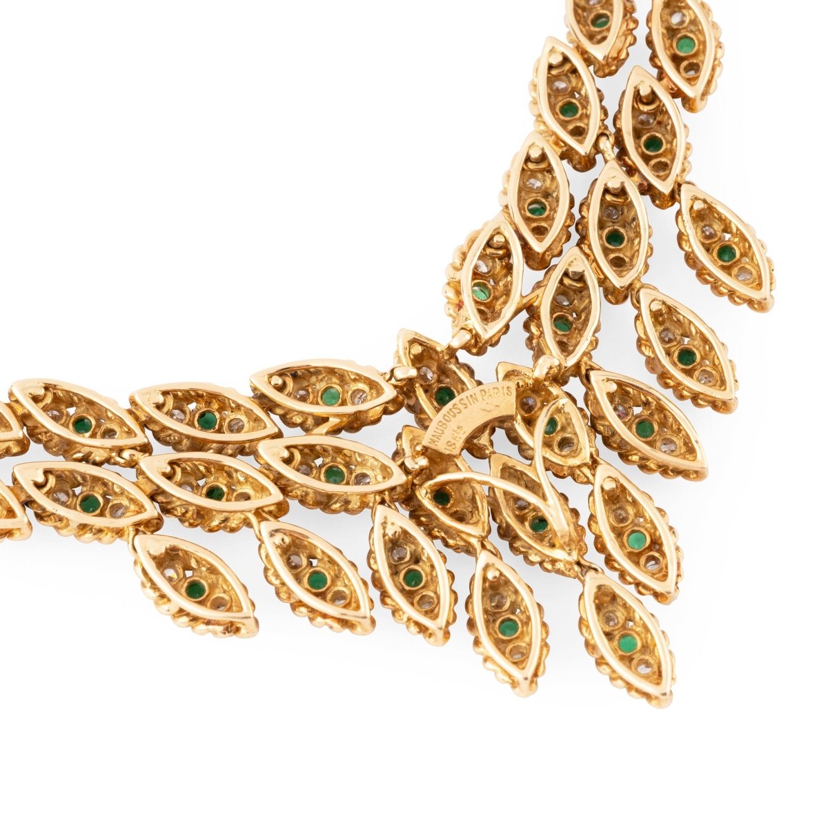 Collier MAUBOUSSIN en or jaune, émeraudes et diamants - Castafiore
