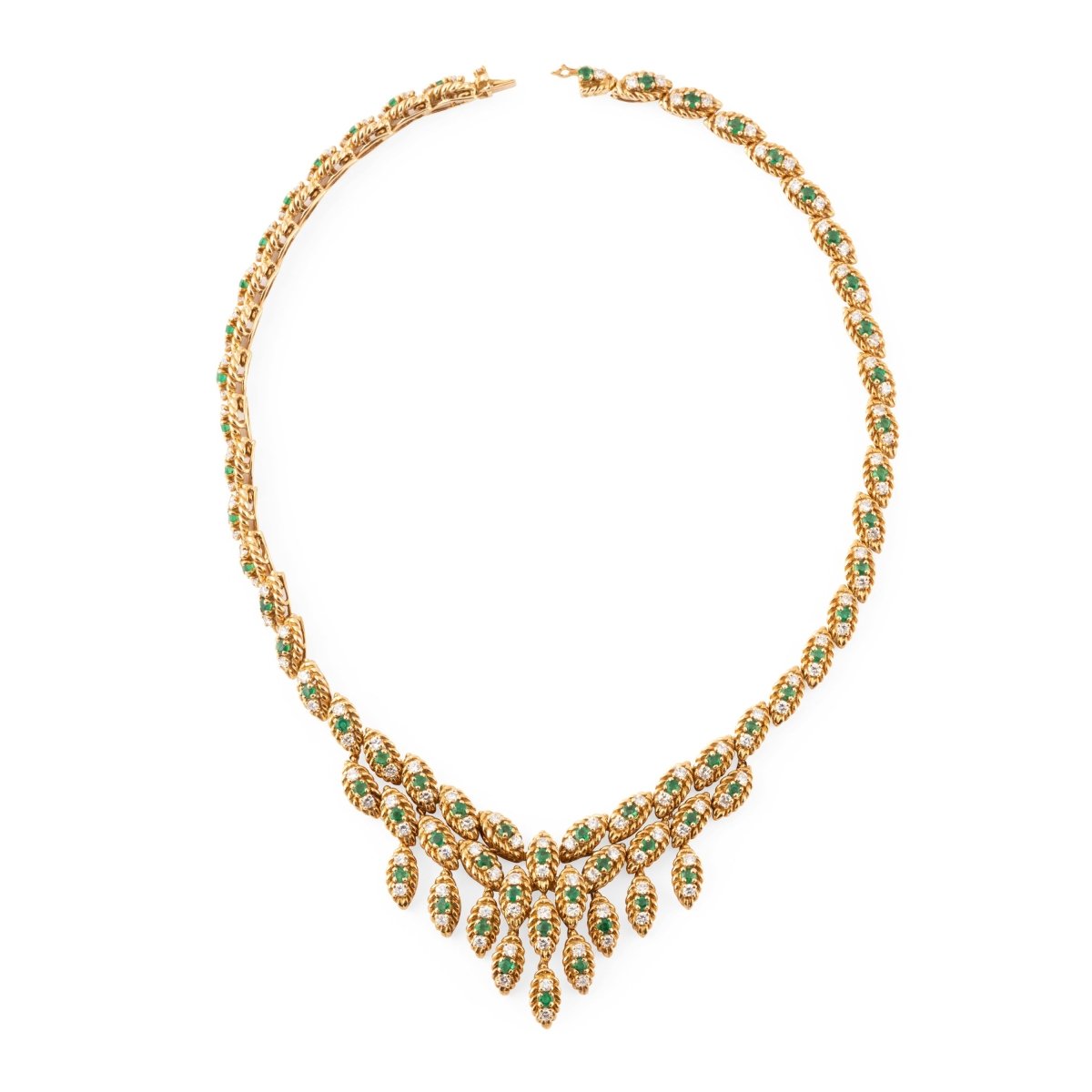 Collier MAUBOUSSIN en or jaune, émeraudes et diamants - Castafiore