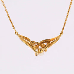 Necklace modern two golds diamonds cultured pearls