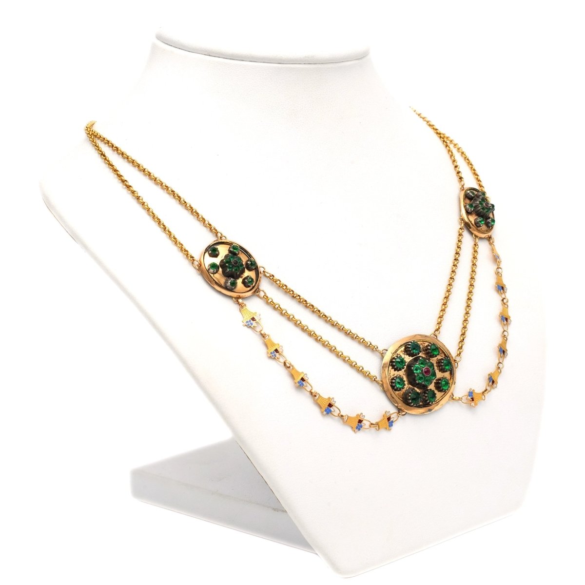 Collier Napoléon III en or jaune, émail et strass - Castafiore