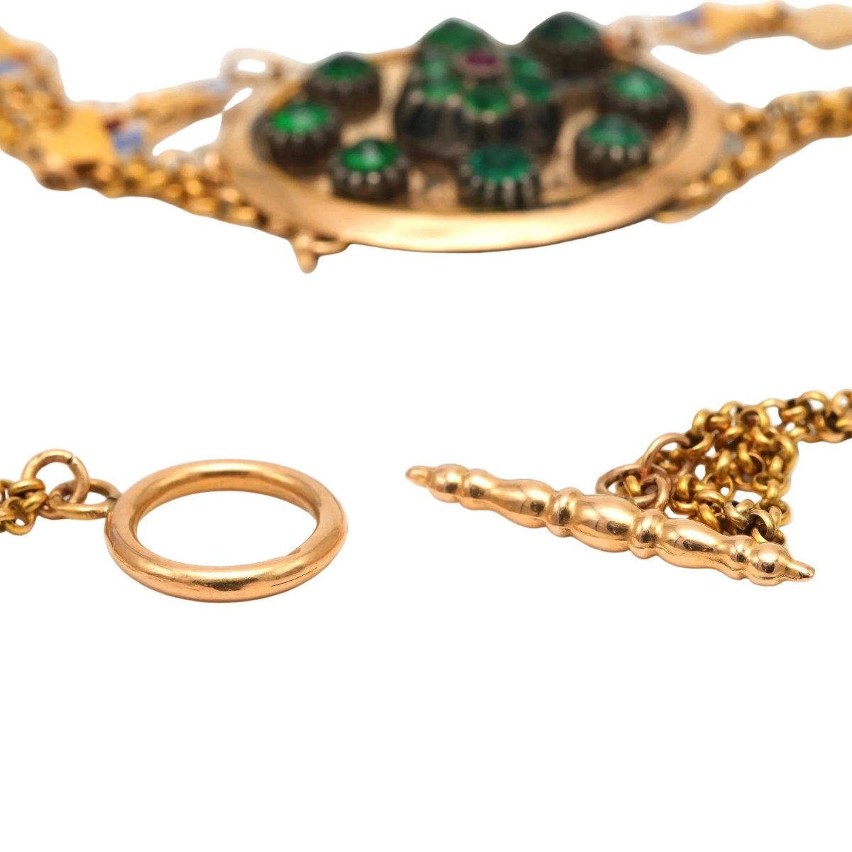 Collier Napoléon III en or jaune, émail et strass - Castafiore