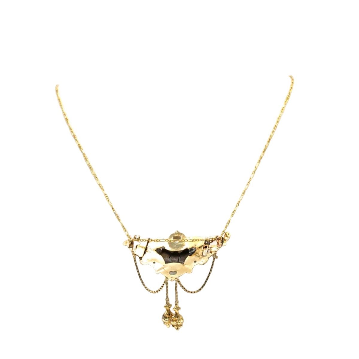 Collier Napoléon III en or jaune, perles et turquoises - Castafiore