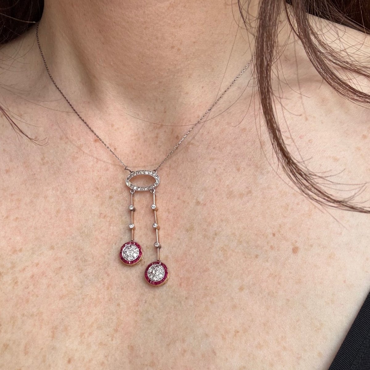Collier négligé diamants et rubis - Castafiore