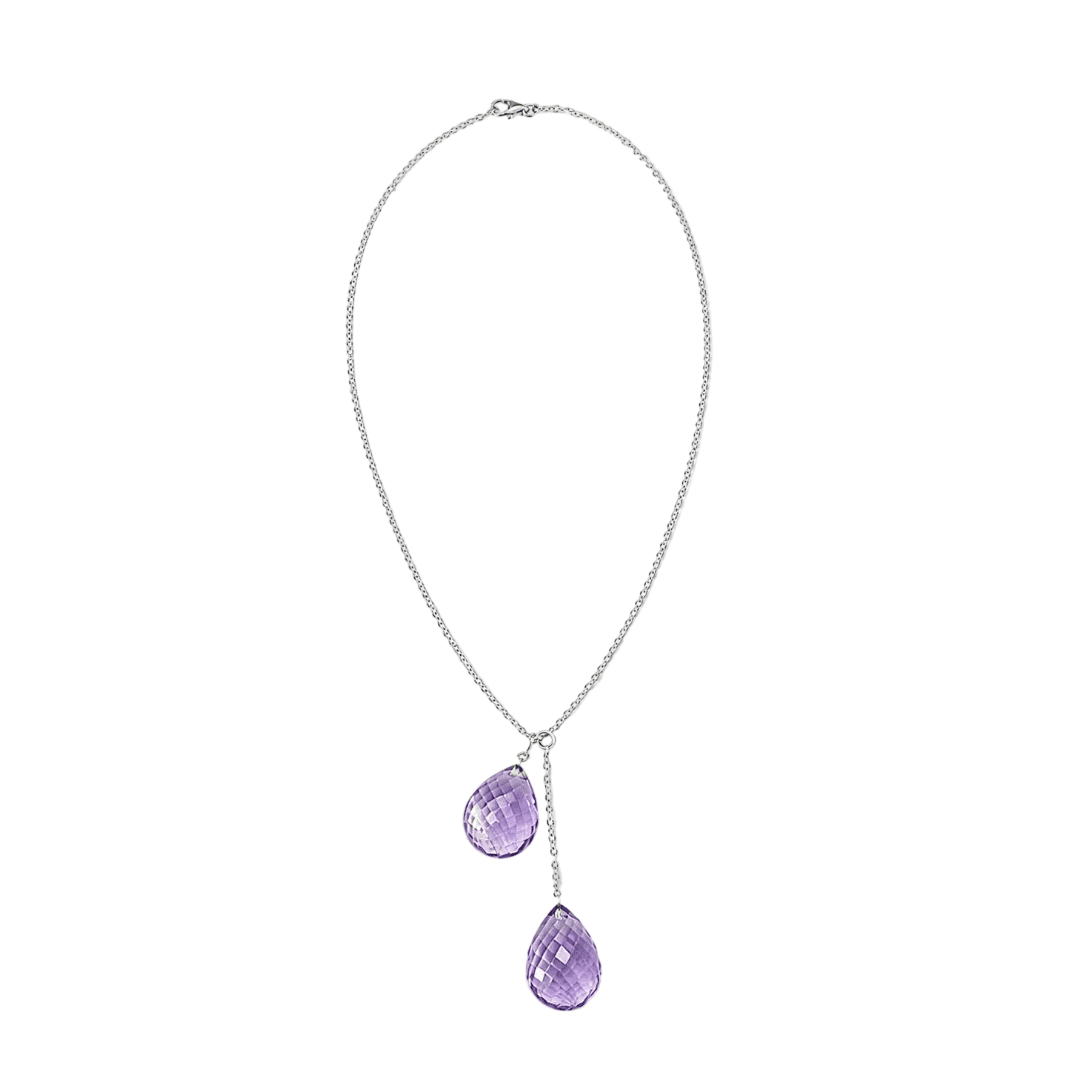 Collier Négligé en or blanc et améthystes - Castafiore