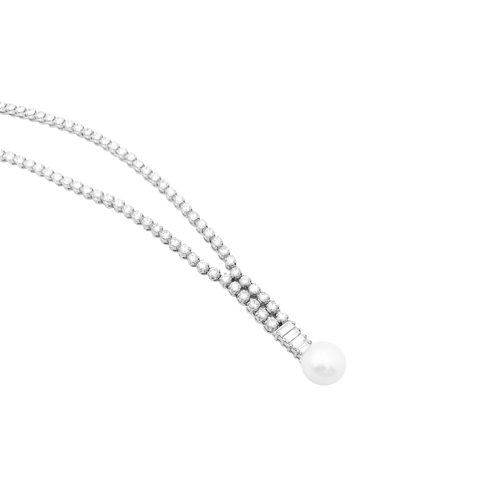 Collier Négligé en or blanc, perle et diamants - Castafiore