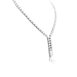 Collier Négligé en or blanc, perle et diamants - Castafiore