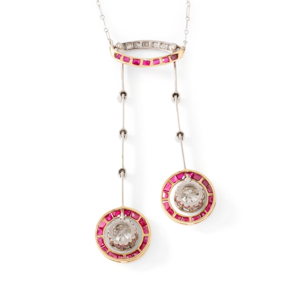 Collier Négligé en or jaune, or blanc, rubis et diamants - Castafiore