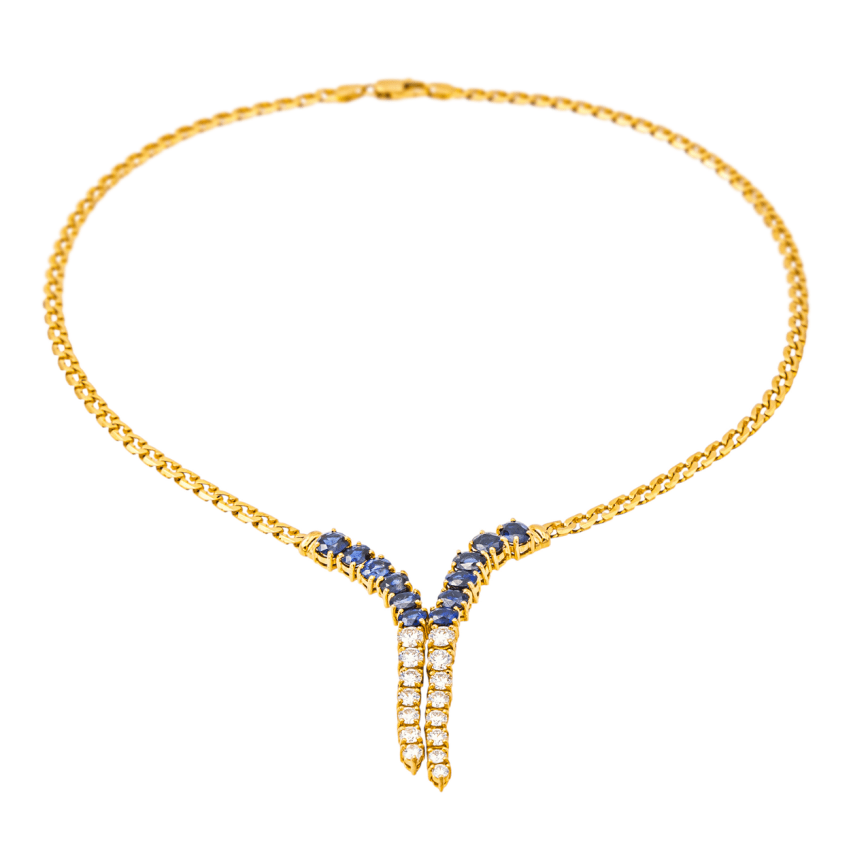 Collier Négligé en or jaune, saphirs et diamants - Castafiore