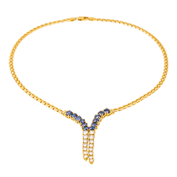 Collier Négligé en or jaune, saphirs et diamants - Castafiore