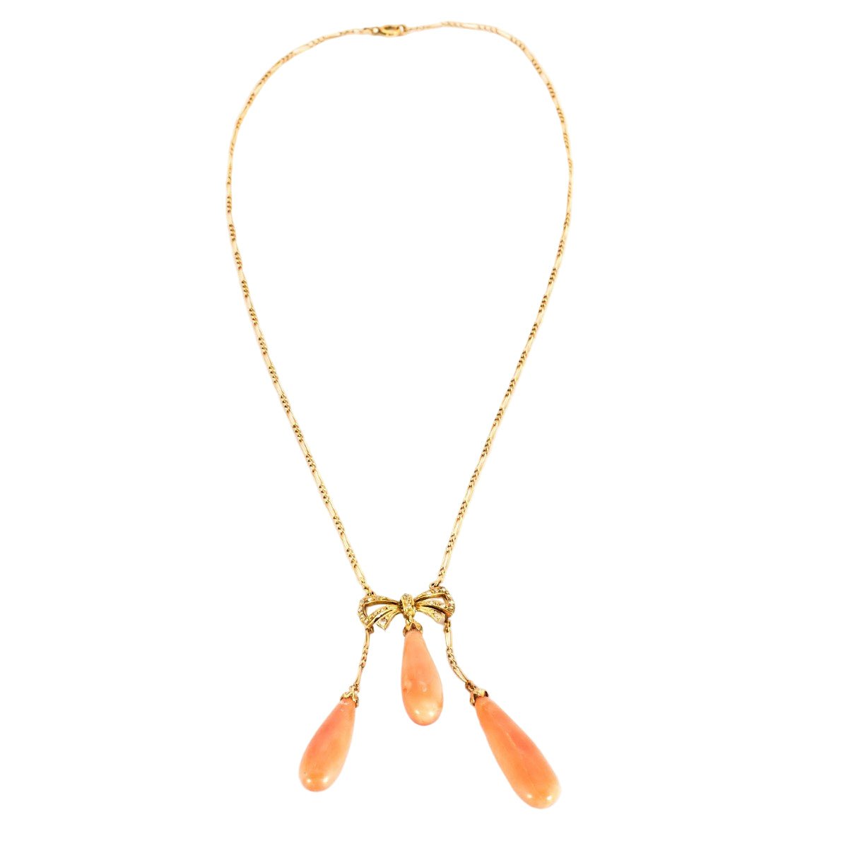 Collier Négligé en or rose, corail et diamants - Castafiore