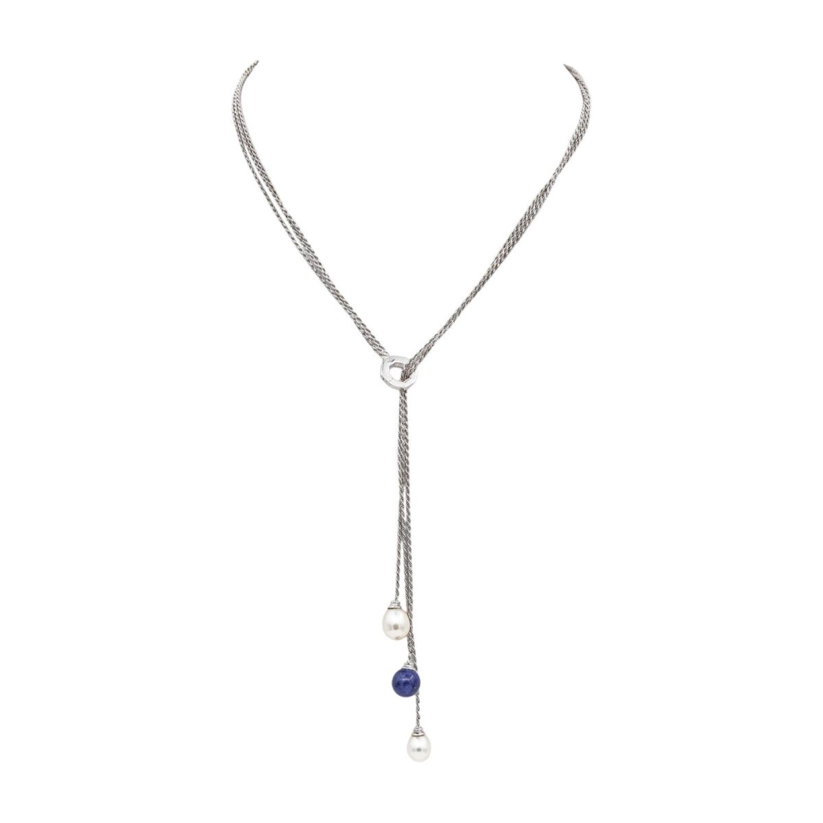 Collier Négligé Or blanc Perles - Castafiore