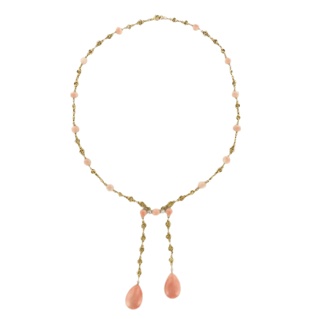 Collier Négligé or jaune et corail - Castafiore