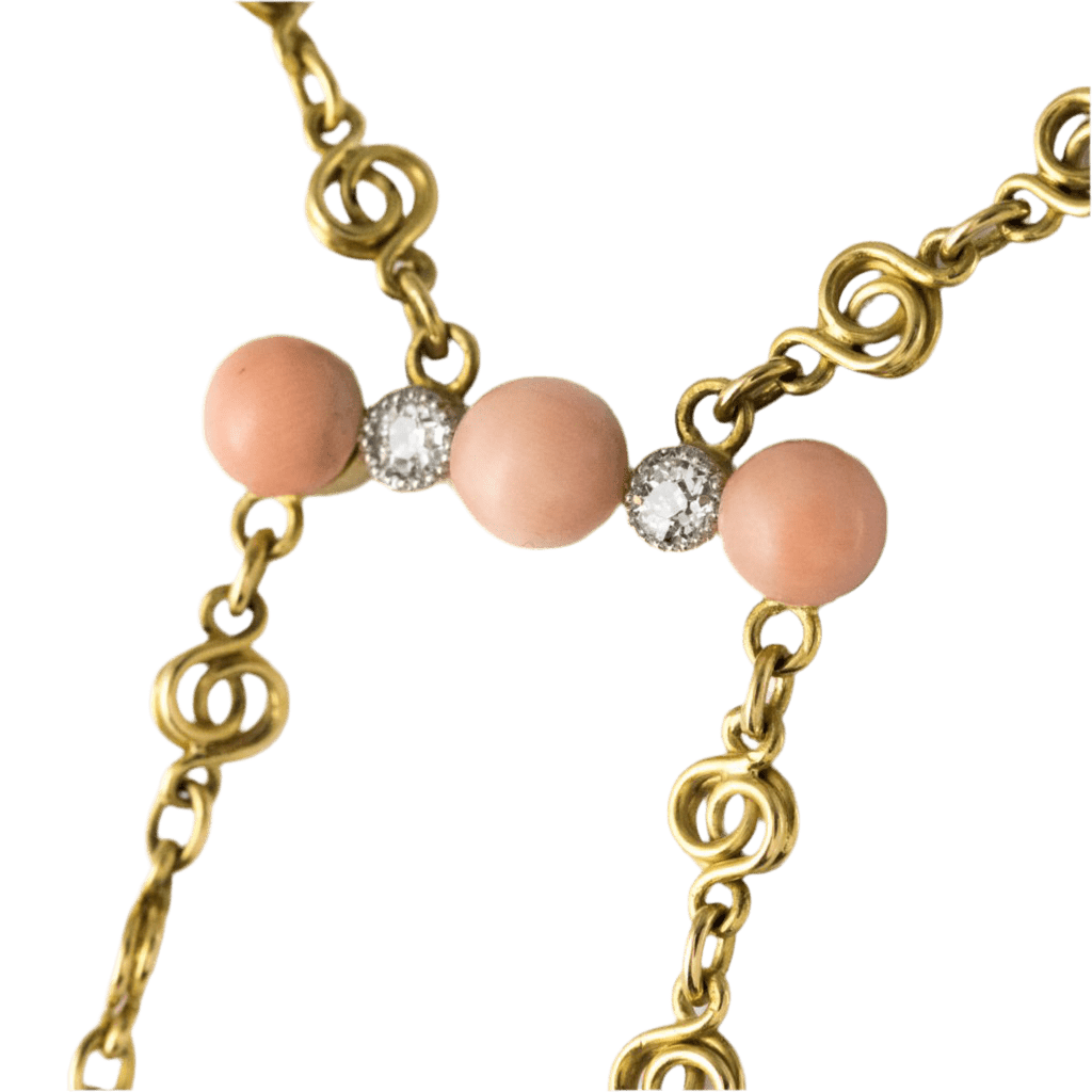 Collier Négligé or jaune et corail - Castafiore