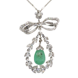 Collier noeud Belle Epoque émeraude diamants - Castafiore