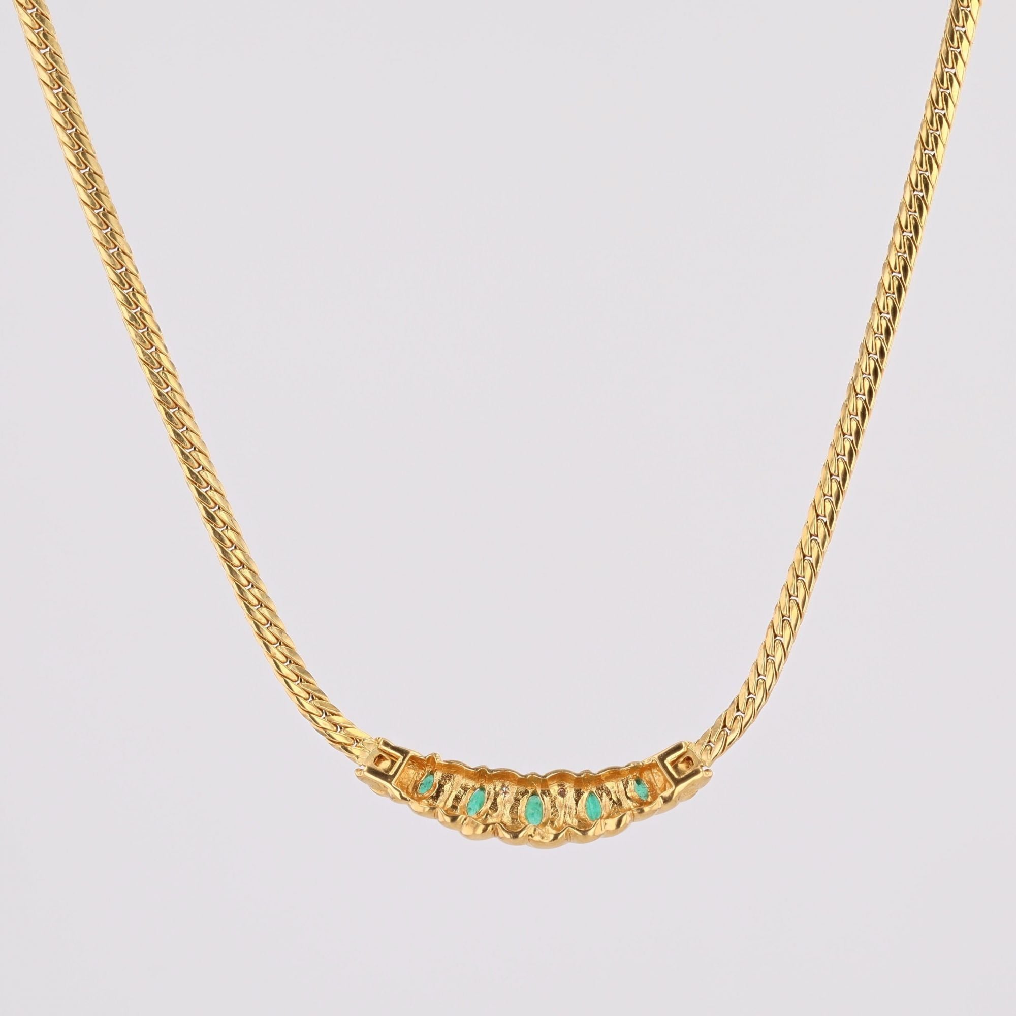 Collier occasion émeraudes diamants or jaune