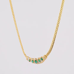 Collier occasion émeraudes diamants or jaune