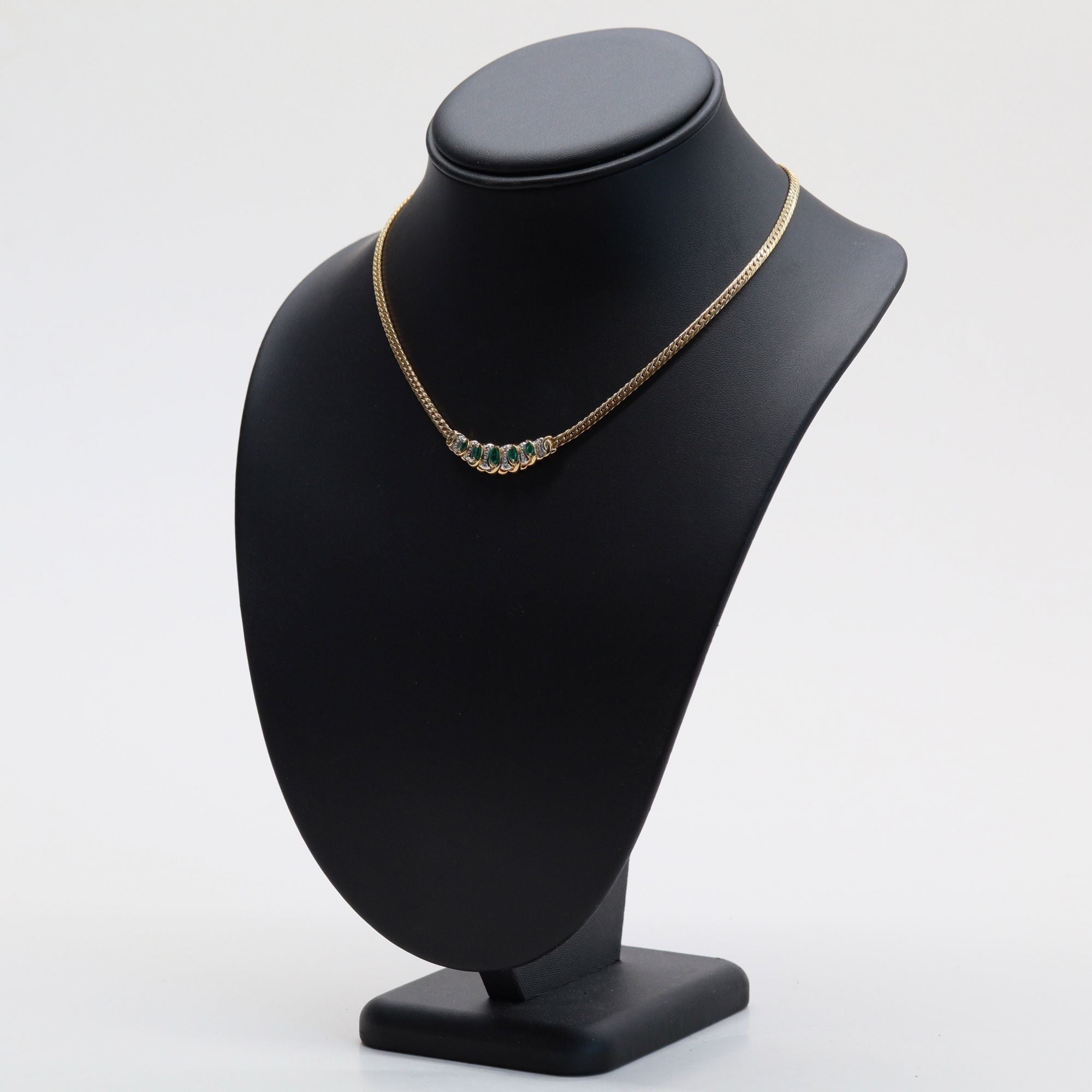 Collier occasion émeraudes diamants or jaune