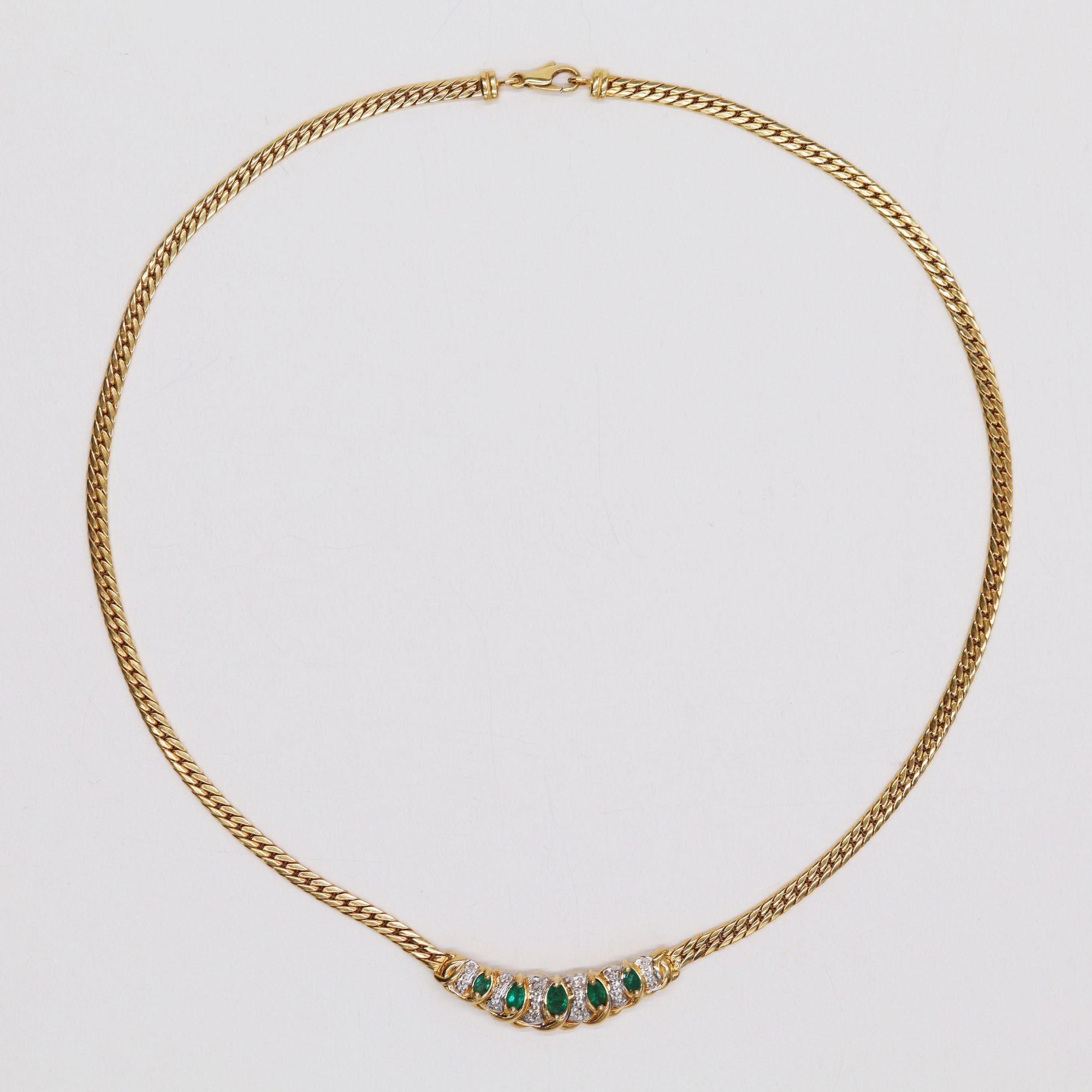 Collier occasion émeraudes diamants or jaune