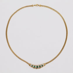 Collier occasion émeraudes diamants or jaune