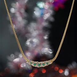 Collier occasion émeraudes diamants or jaune