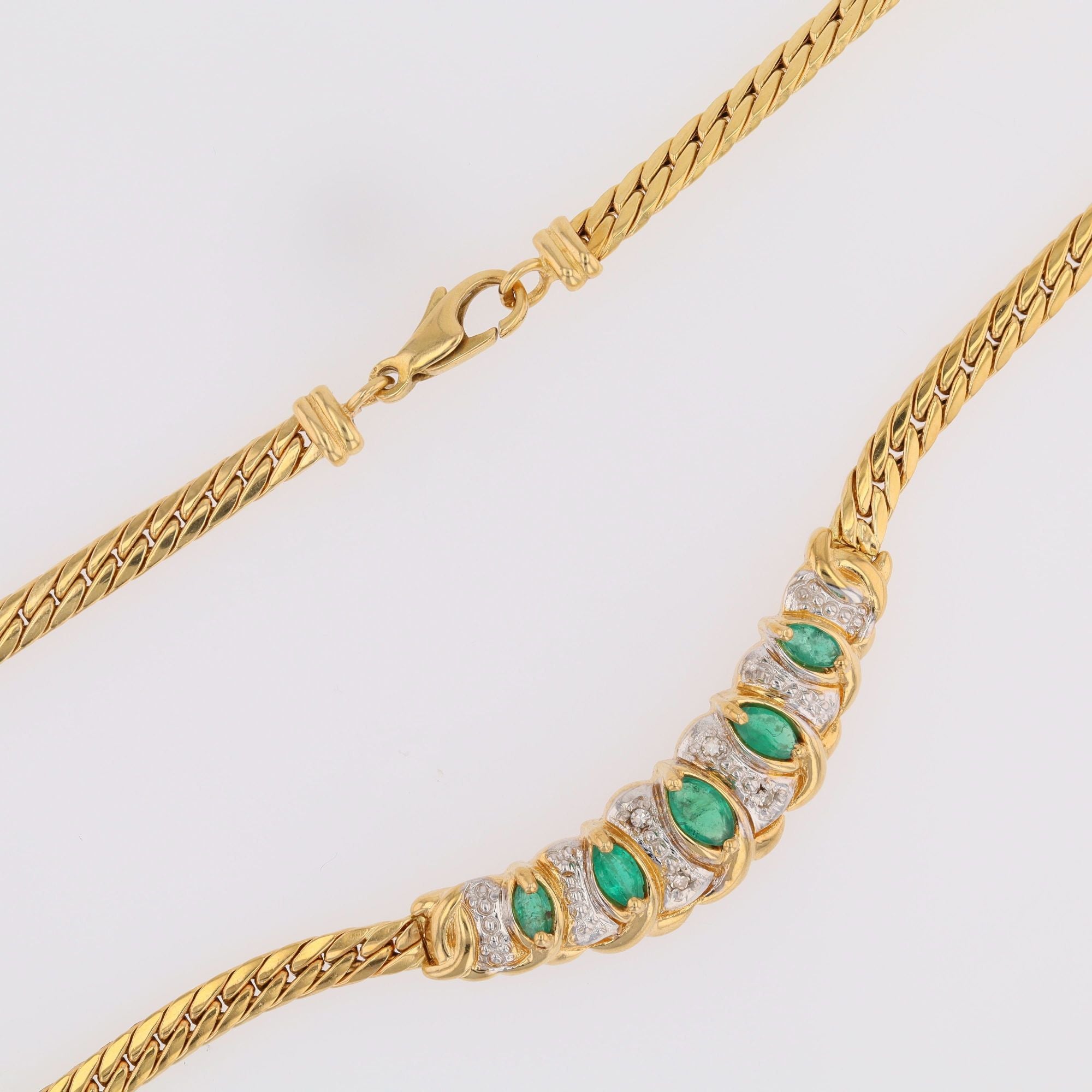 Collier occasion émeraudes diamants or jaune