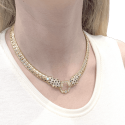 Collier O.J. PERRIN, or jaune, saphirs émeraudes, et diamants - Castafiore