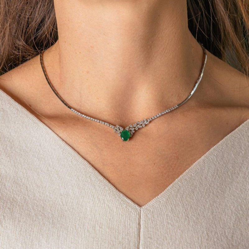 Collier Or blanc Emeraude - Castafiore