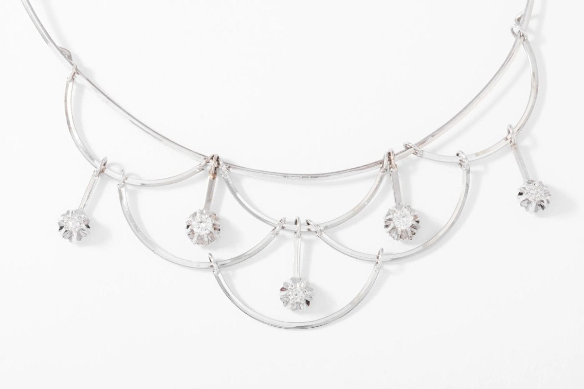 Collier or gris draperie en diamant - Castafiore