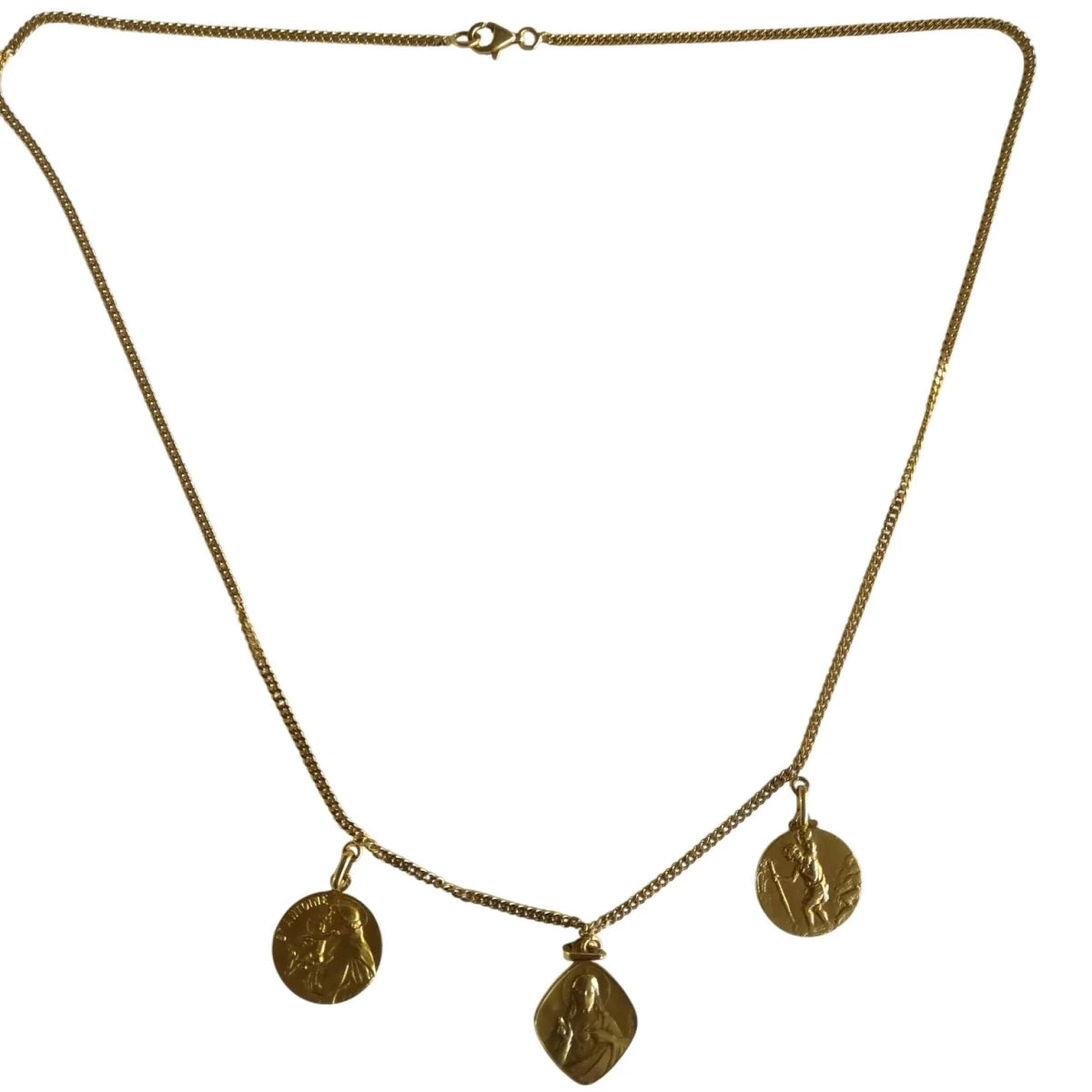 Collier Or Jaune 3 Médailles Religieuses - Castafiore