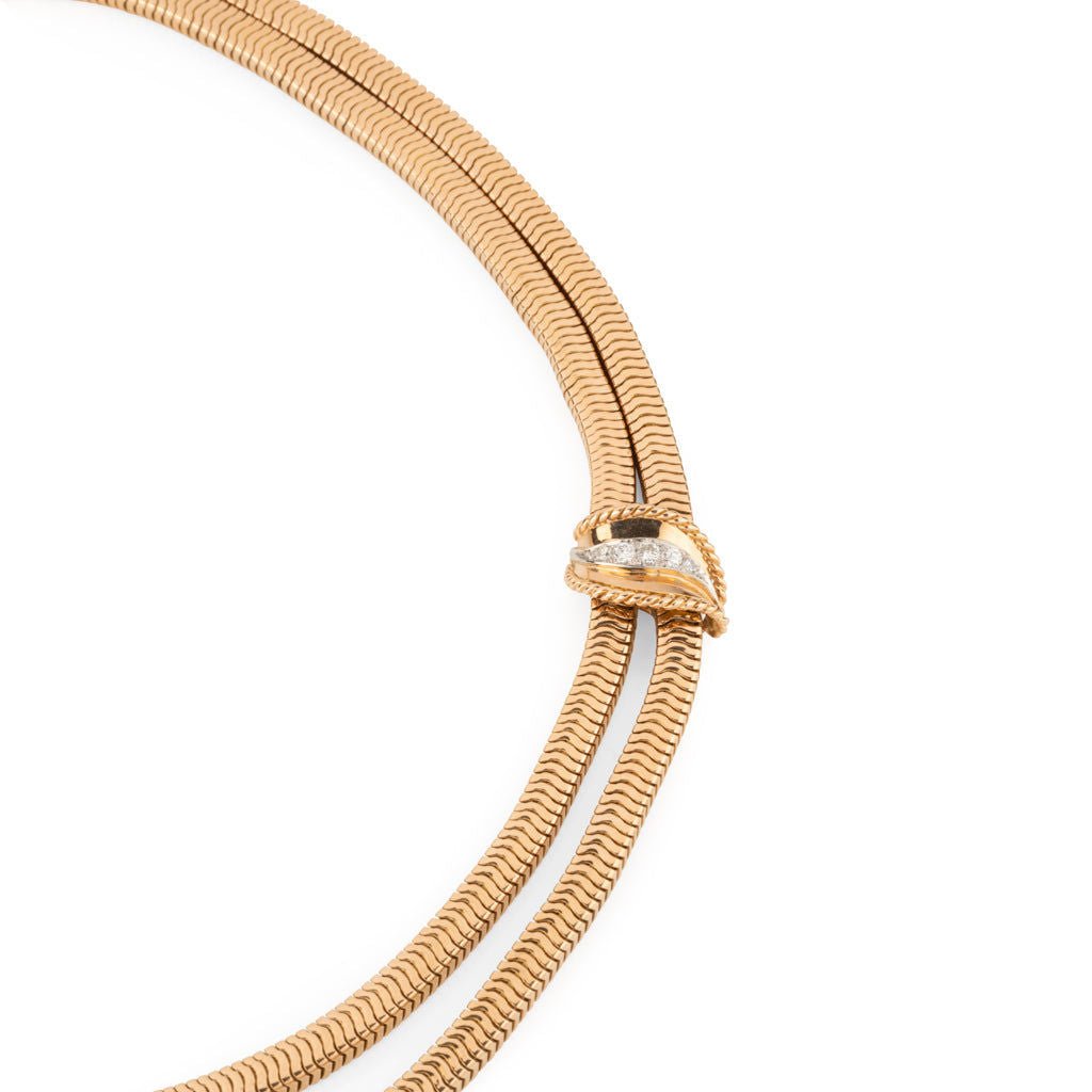 Collier or jaune double rang maillon lisse - Castafiore